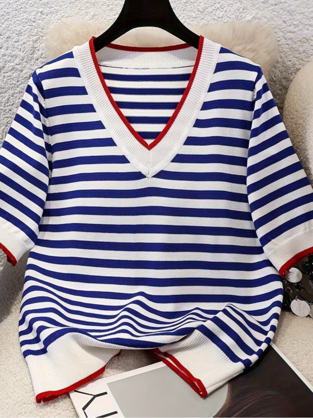 Americana Coastal Stripe Knit Top USA 250 Maritime Nautical Sweater